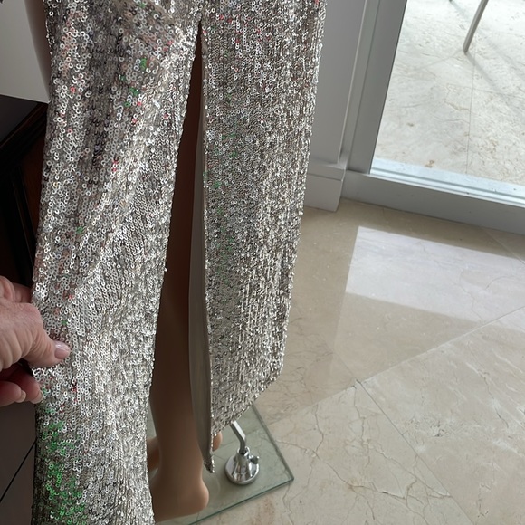 NEW BB DAKOTA STEVE MADDEN BEIGE/SILVER SEQUIN LONG JACKET - Picture 4 of 7